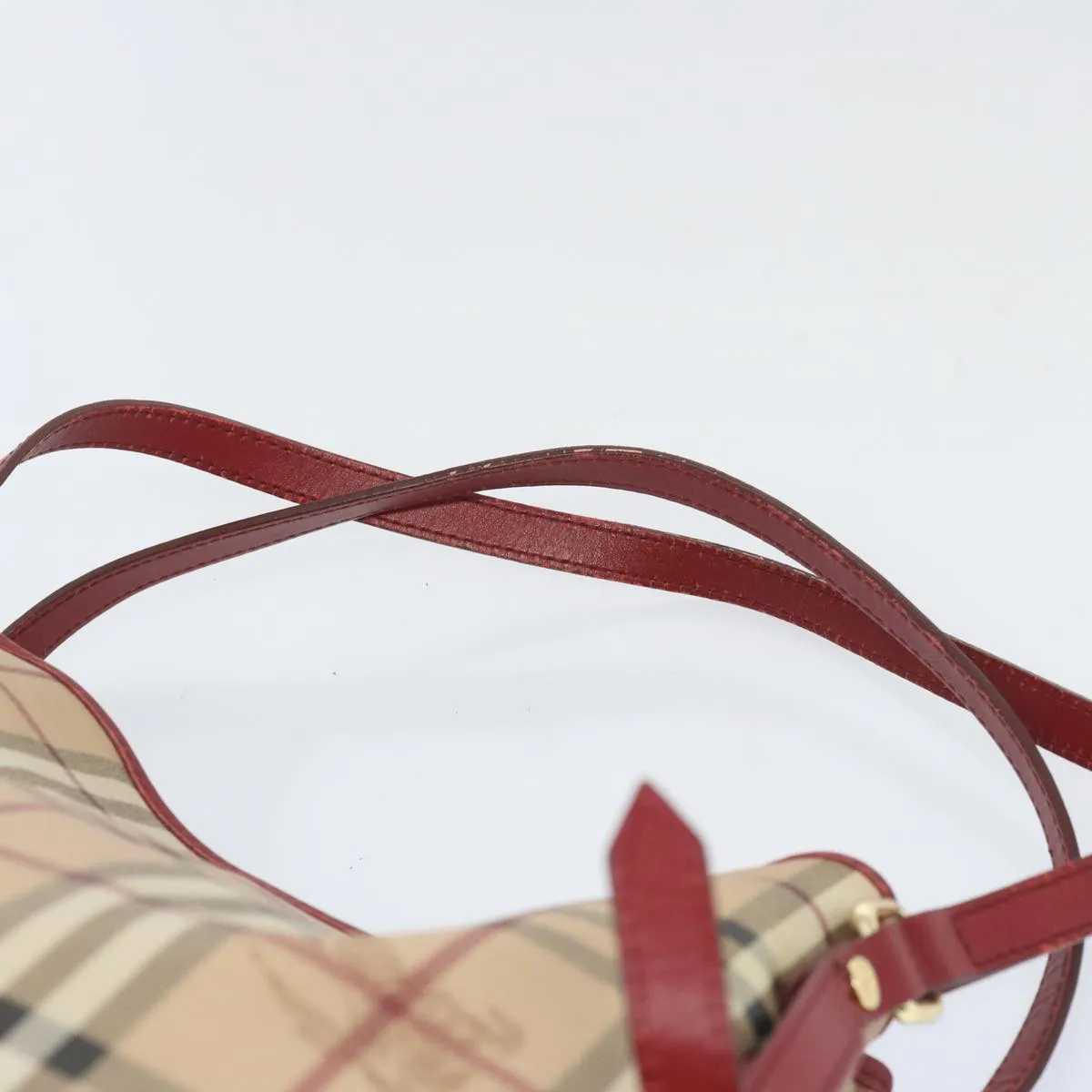 Trendy Inspired Burberry Nova Check Tote Bag Pvc Beige Red Auth 66734