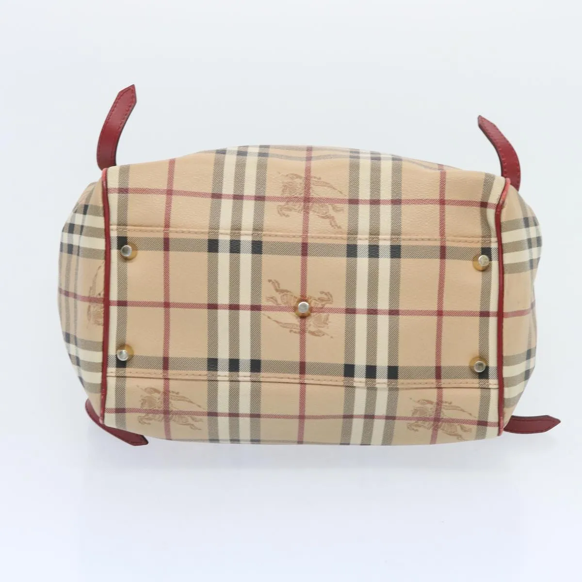 Trendy Inspired Burberry Nova Check Tote Bag Pvc Beige Red Auth 66734