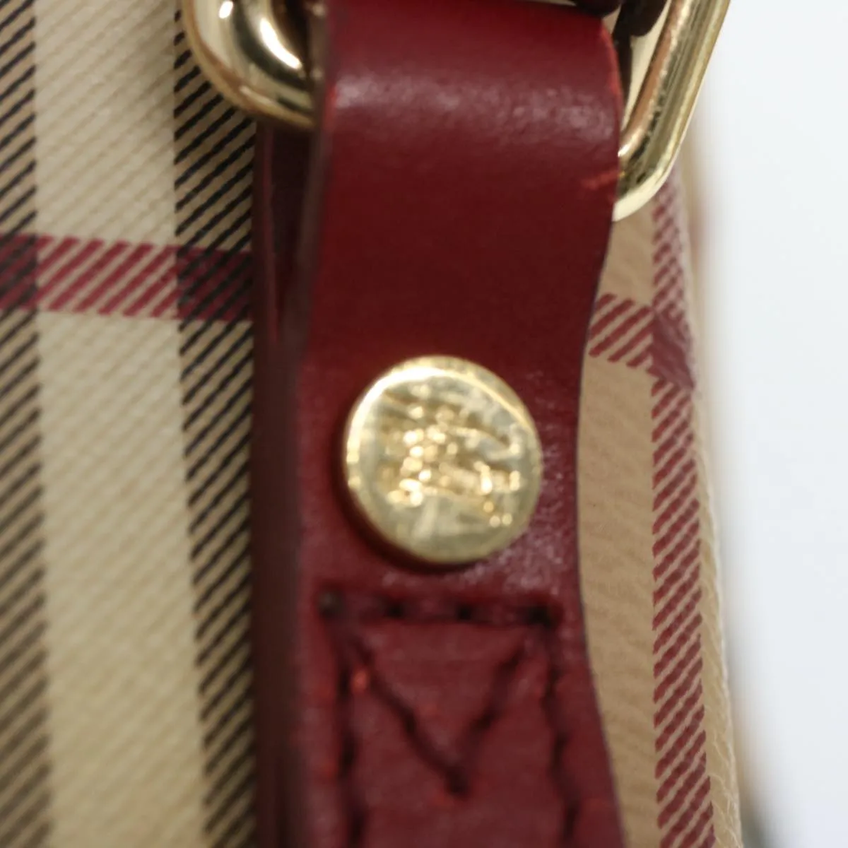Trendy Inspired Burberry Nova Check Tote Bag Pvc Beige Red Auth 66734
