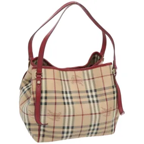 Trendy Inspired Burberry Nova Check Tote Bag Pvc Beige Red Auth 66734