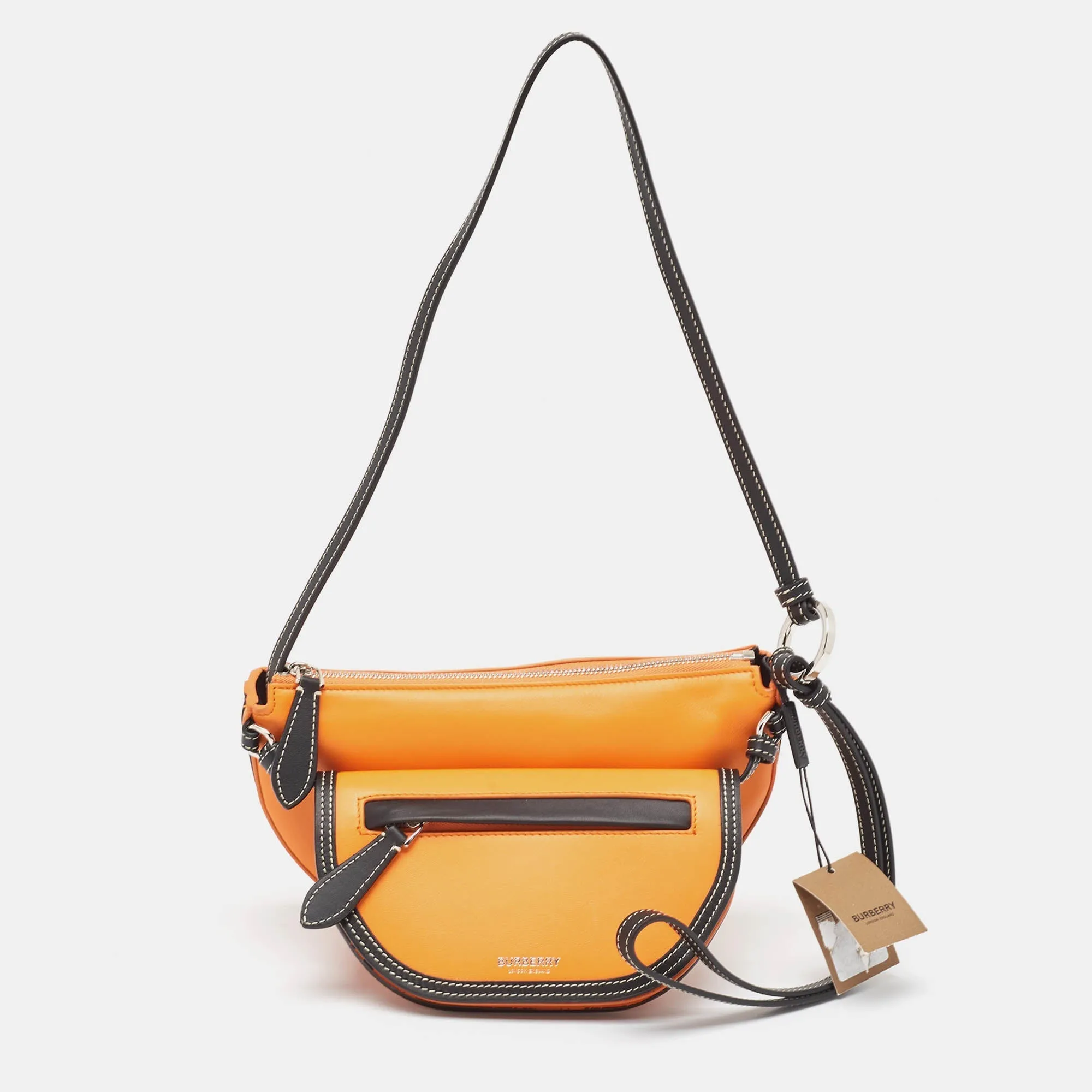 Trendy Inspired Burberry Orange/black Leather Mini Double Olympia Bag