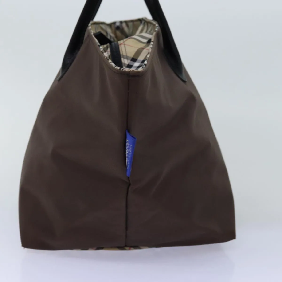 Trendy Inspired Burberryss Nova Check Blue Label Tote Bag Nylon Beige Brown Auth Bs14770