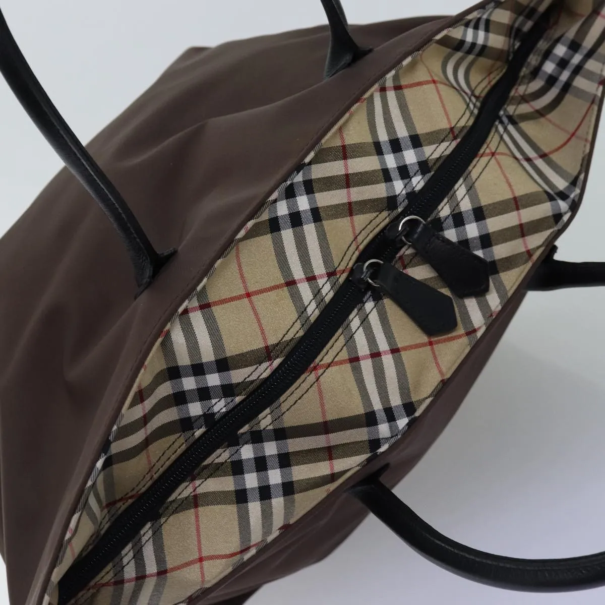 Trendy Inspired Burberryss Nova Check Blue Label Tote Bag Nylon Beige Brown Auth Bs14770