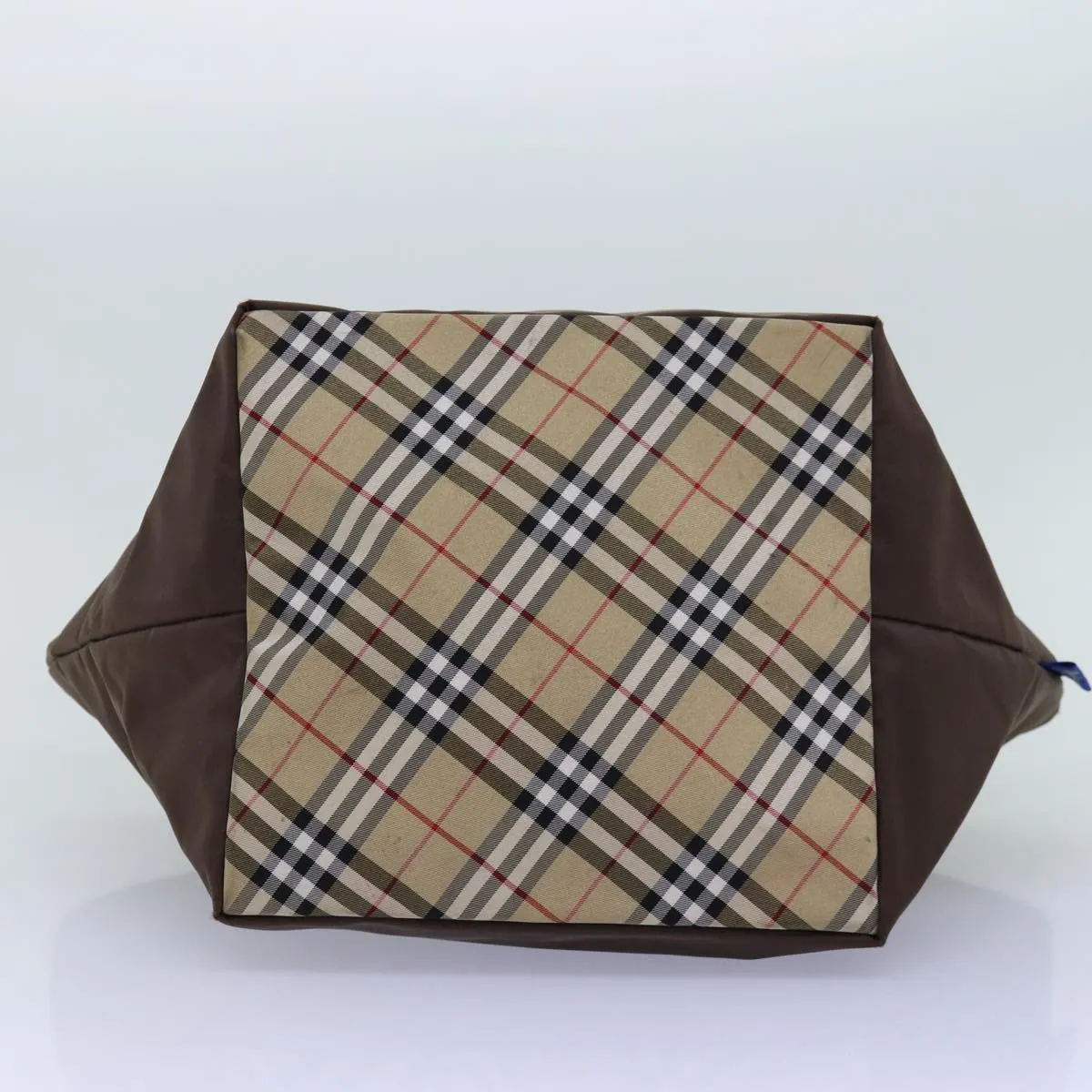 Trendy Inspired Burberryss Nova Check Blue Label Tote Bag Nylon Beige Brown Auth Bs14770