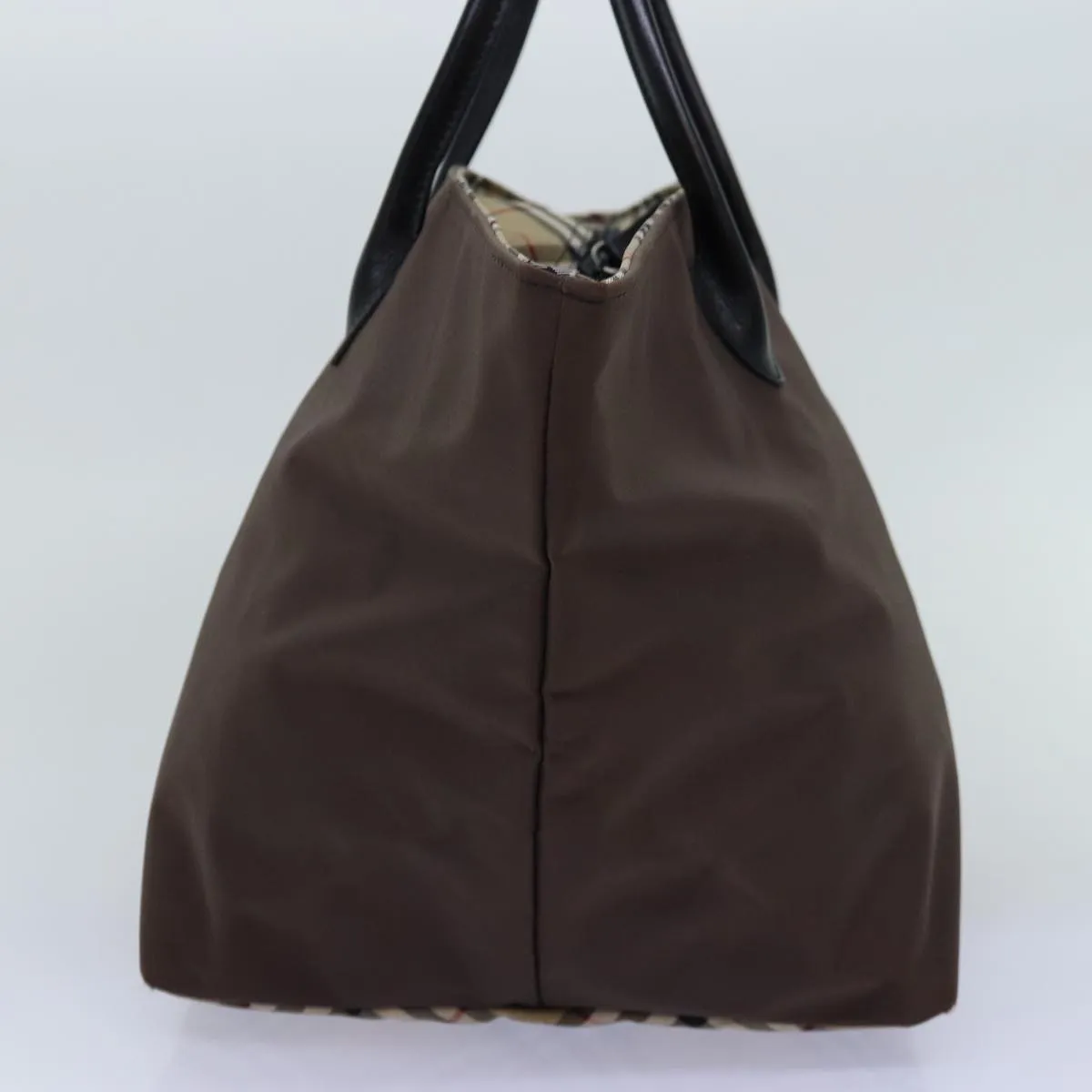 Trendy Inspired Burberryss Nova Check Blue Label Tote Bag Nylon Beige Brown Auth Bs14770