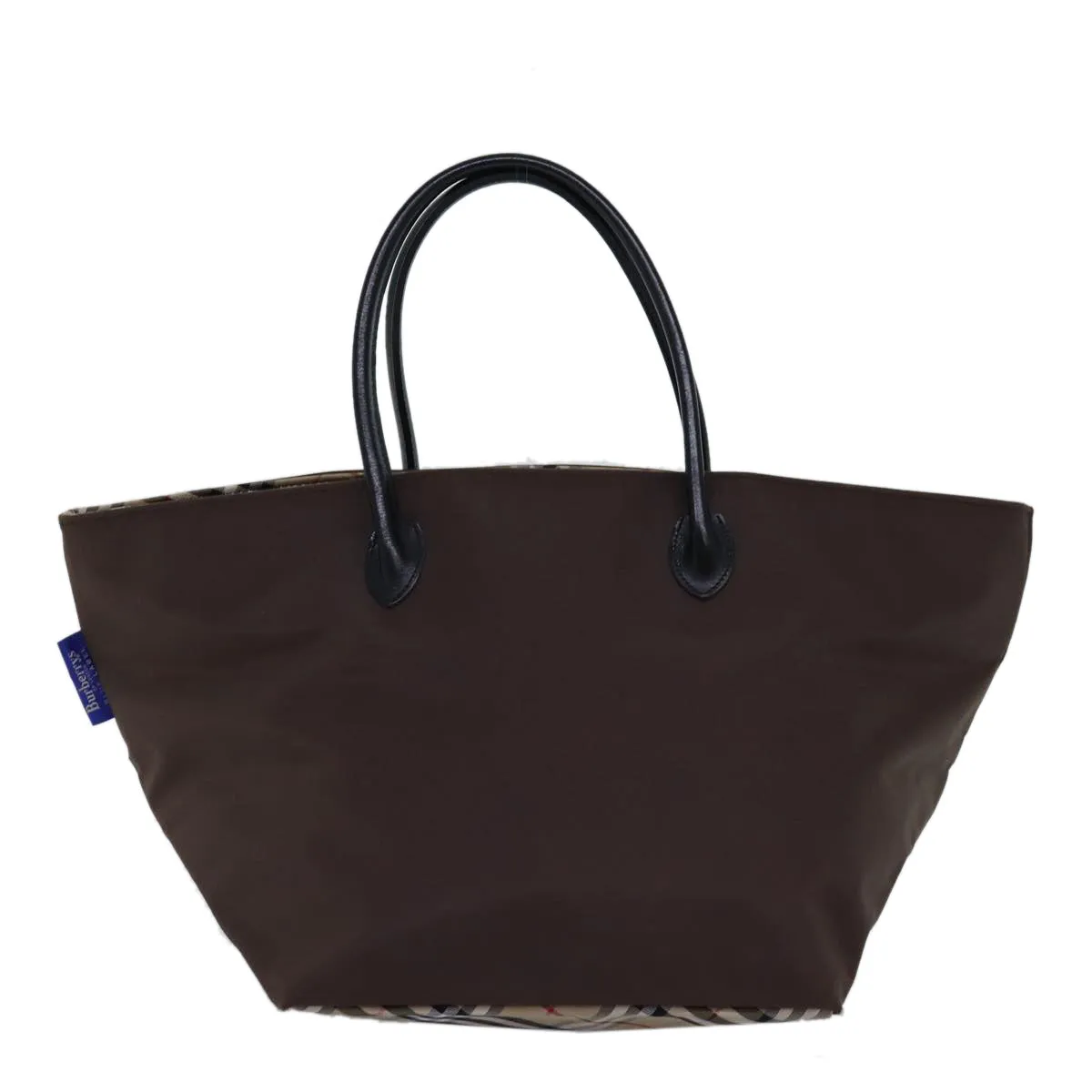 Trendy Inspired Burberryss Nova Check Blue Label Tote Bag Nylon Beige Brown Auth Bs14770