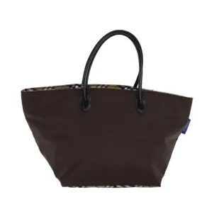 Trendy Inspired Burberryss Nova Check Blue Label Tote Bag Nylon Beige Brown Auth Bs14770