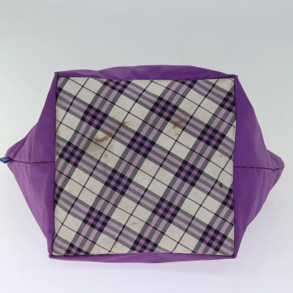 Trendy Inspired Burberryss Nova Check Blue Label Tote Bag Nylon Purple Auth Bs14287