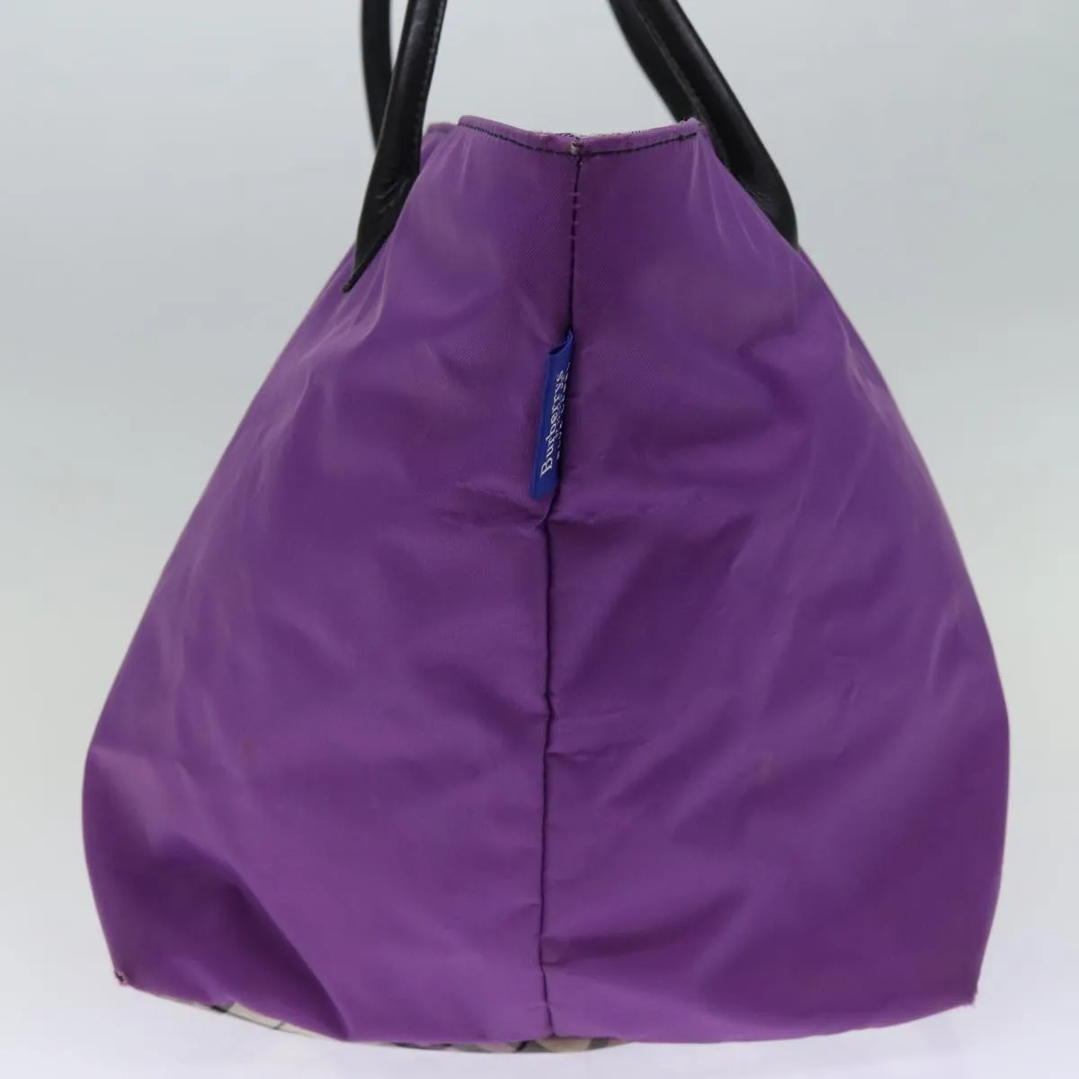 Trendy Inspired Burberryss Nova Check Blue Label Tote Bag Nylon Purple Auth Bs14287