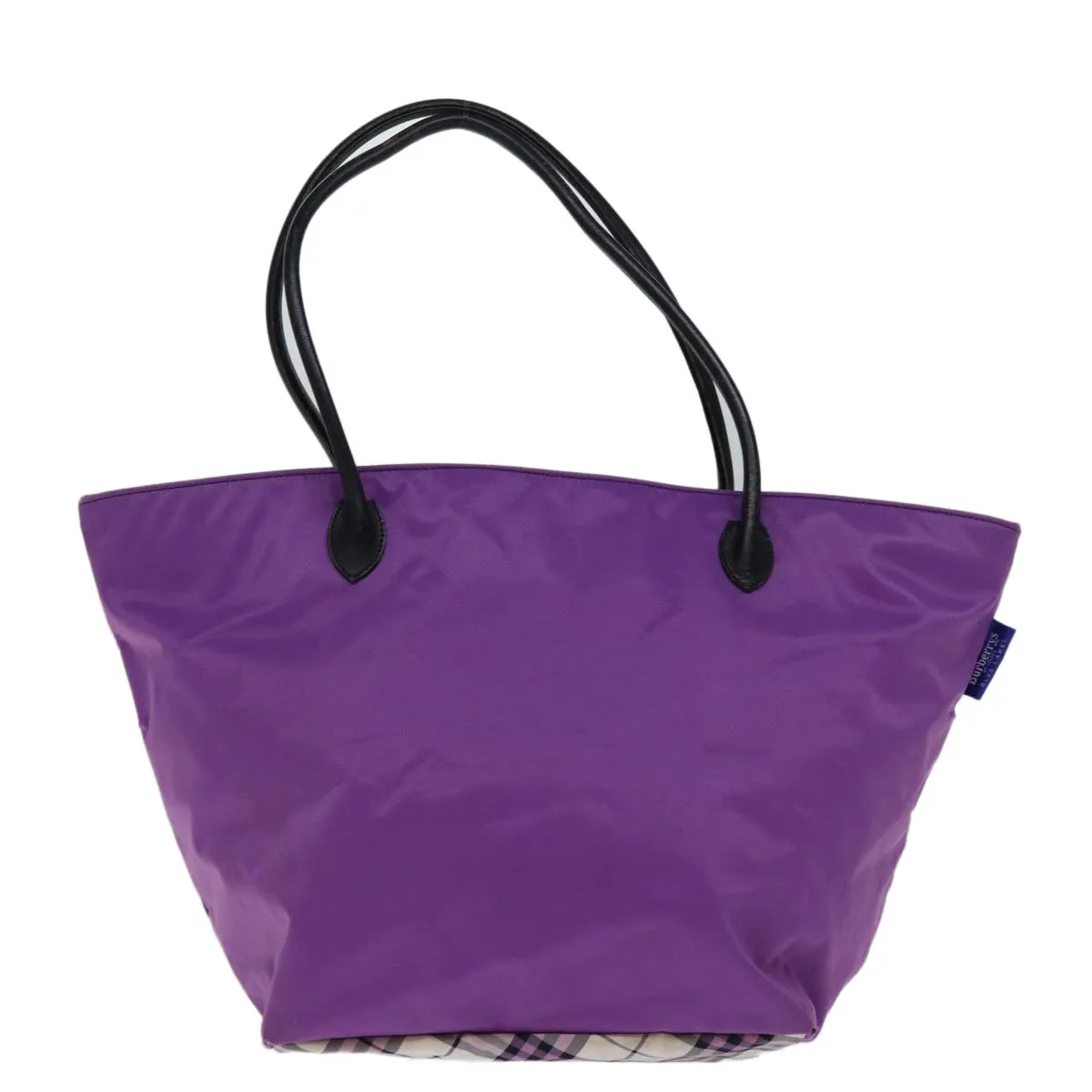 Trendy Inspired Burberryss Nova Check Blue Label Tote Bag Nylon Purple Auth Bs14287
