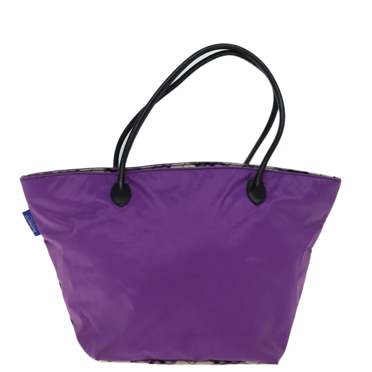 Trendy Inspired Burberryss Nova Check Blue Label Tote Bag Nylon Purple Auth Bs14287