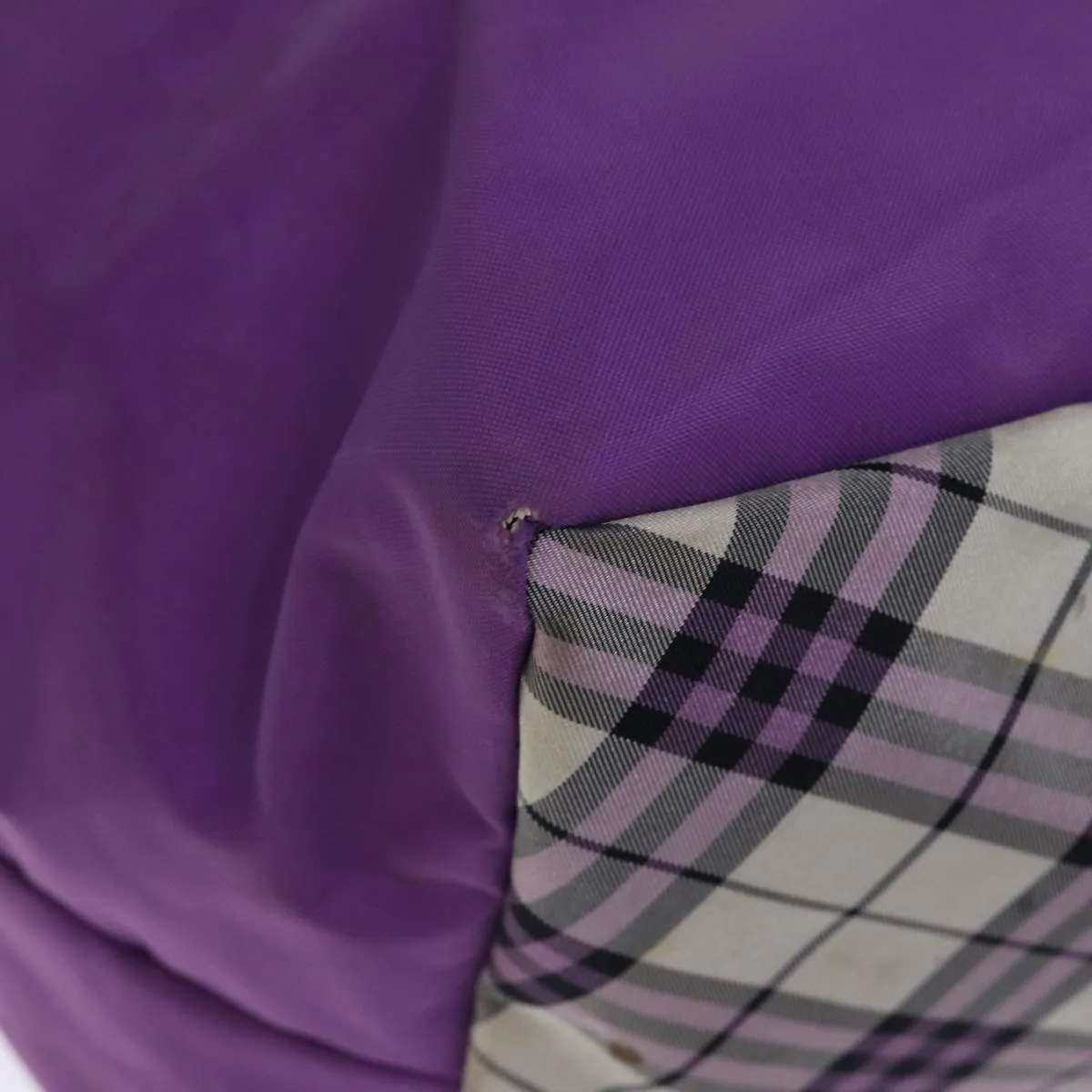 Trendy Inspired Burberryss Nova Check Blue Label Tote Bag Nylon Purple Auth Bs14287