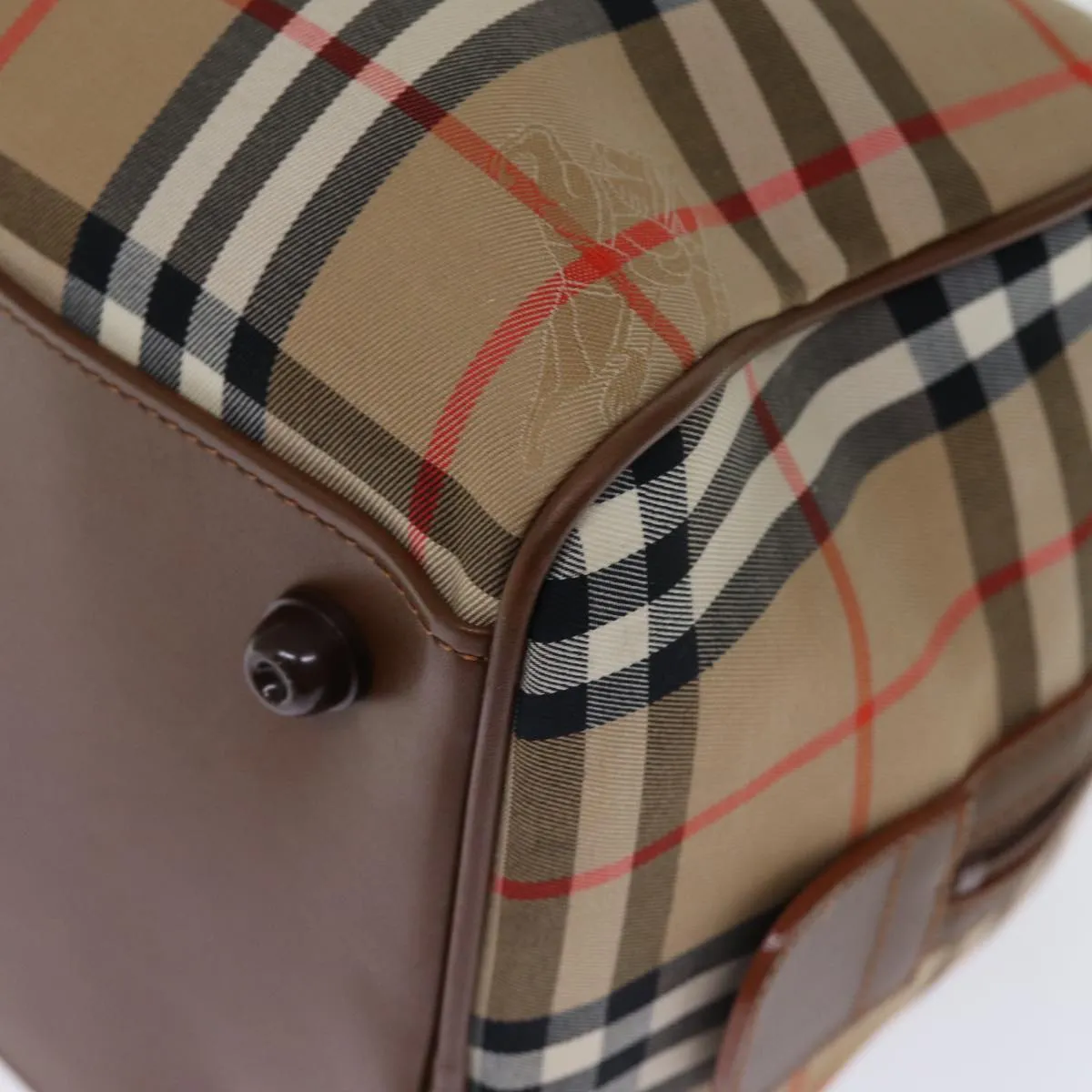 Trendy Inspired Burberryss Nova Check Boston Bag Canvas Beige Auth Yk12463