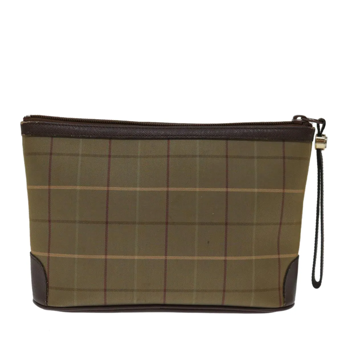 Trendy Inspired Burberryss Nova Check Clutch Bag Canvas Beige Auth Bs12792