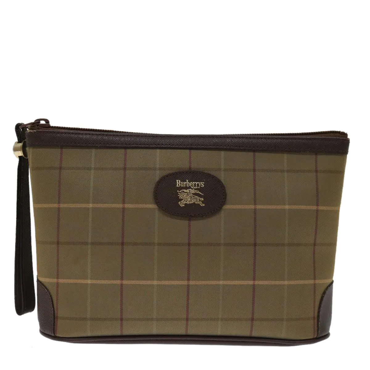 Trendy Inspired Burberryss Nova Check Clutch Bag Canvas Beige Auth Bs12792