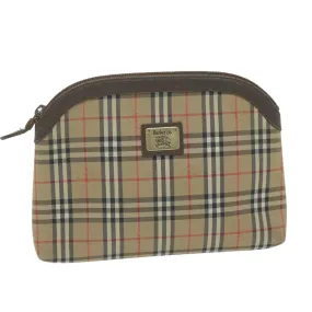 Trendy Inspired Burberryss Nova Check Clutch Bag Nylon Canvas Beige Auth Ac2674
