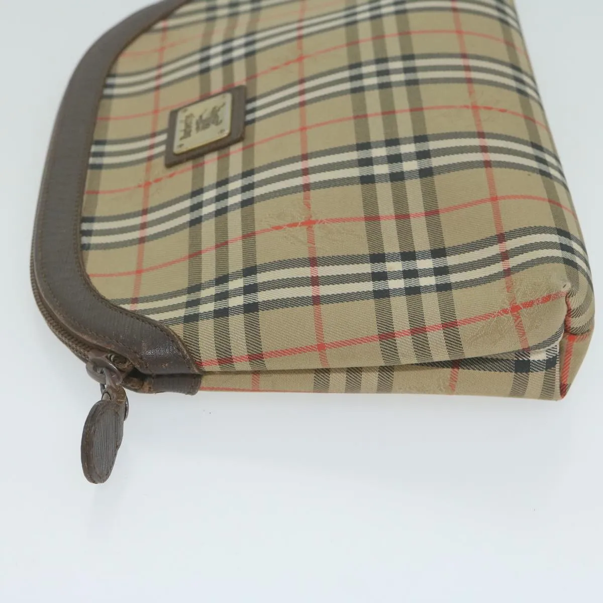 Trendy Inspired Burberryss Nova Check Clutch Bag Nylon Canvas Beige Auth Ac2674