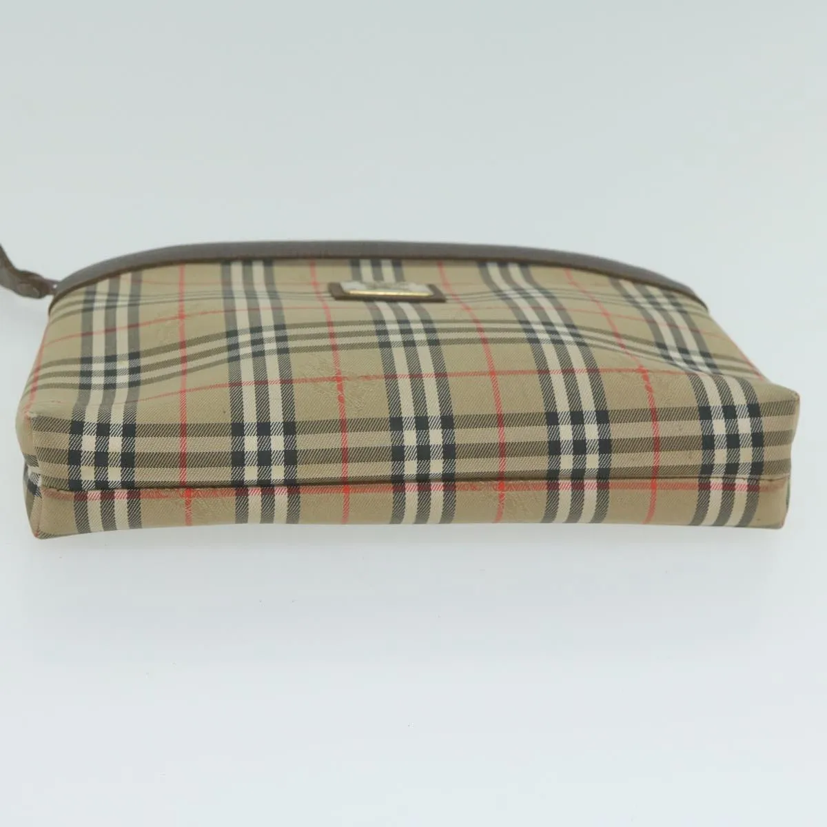 Trendy Inspired Burberryss Nova Check Clutch Bag Nylon Canvas Beige Auth Ac2674