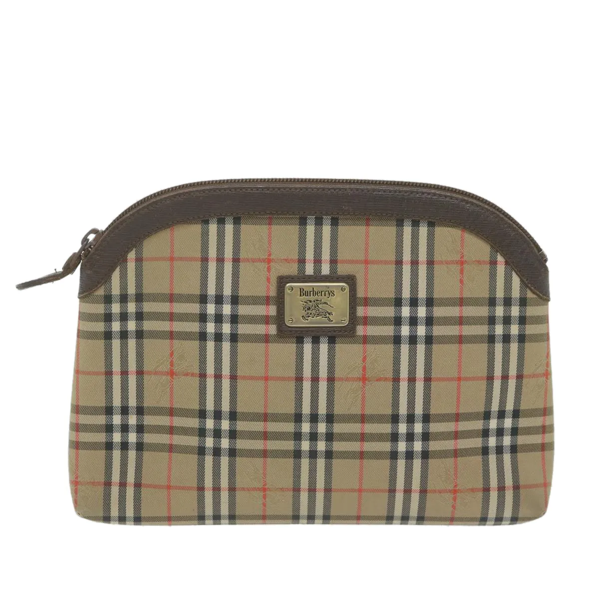 Trendy Inspired Burberryss Nova Check Clutch Bag Nylon Canvas Beige Auth Ac2674