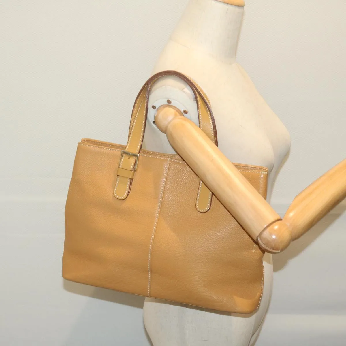 Trendy Inspired Burberryss Tote Bag Leather Beige Auth Fm3177