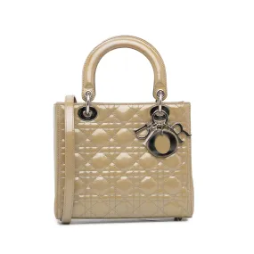 Trendy Inspired Dior Lady Dior Medium Brown Cannage Quilted Patent Leather