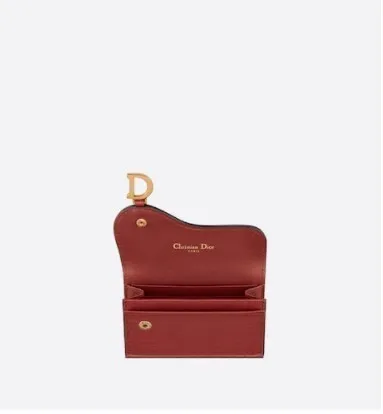 Trendy Inspired Dior Saddle Flap Card Holder-brick Red