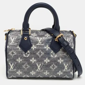 Trendy Inspired Louis Vuitton Blue Monogram Canvas Speedy Bandouliere 20 Bag