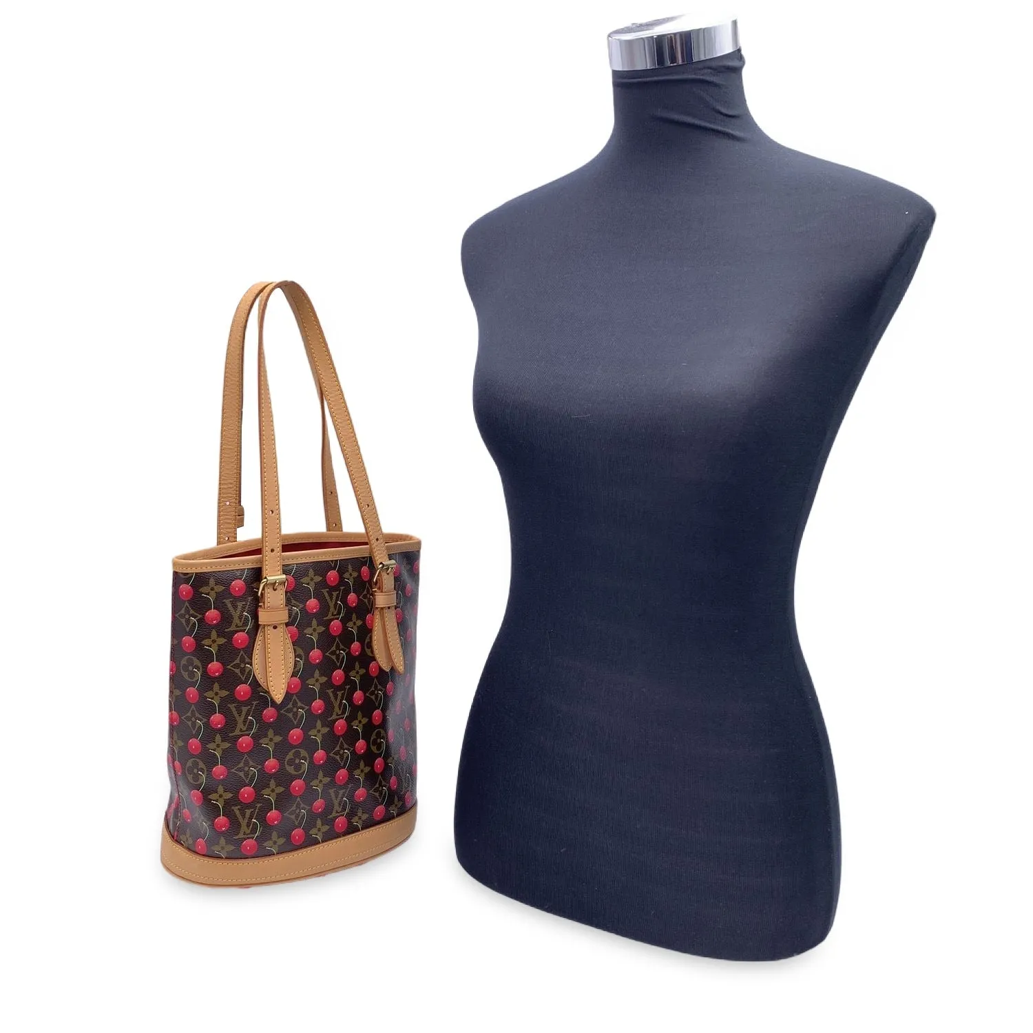 Trendy Inspired Louis Vuitton Limited Edition Monogram Cerises Murakami Bucket Bag