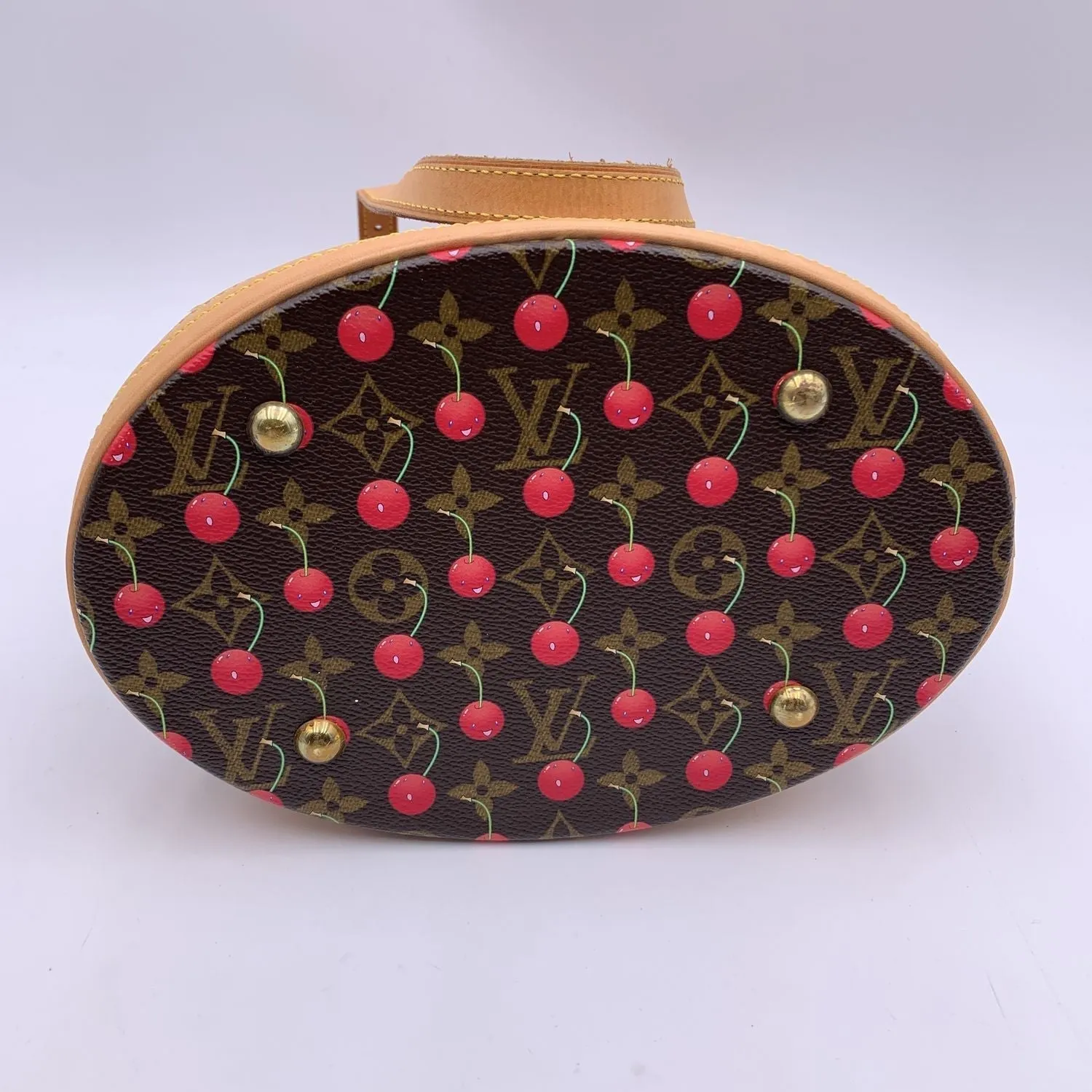 Trendy Inspired Louis Vuitton Limited Edition Monogram Cerises Murakami Bucket Bag