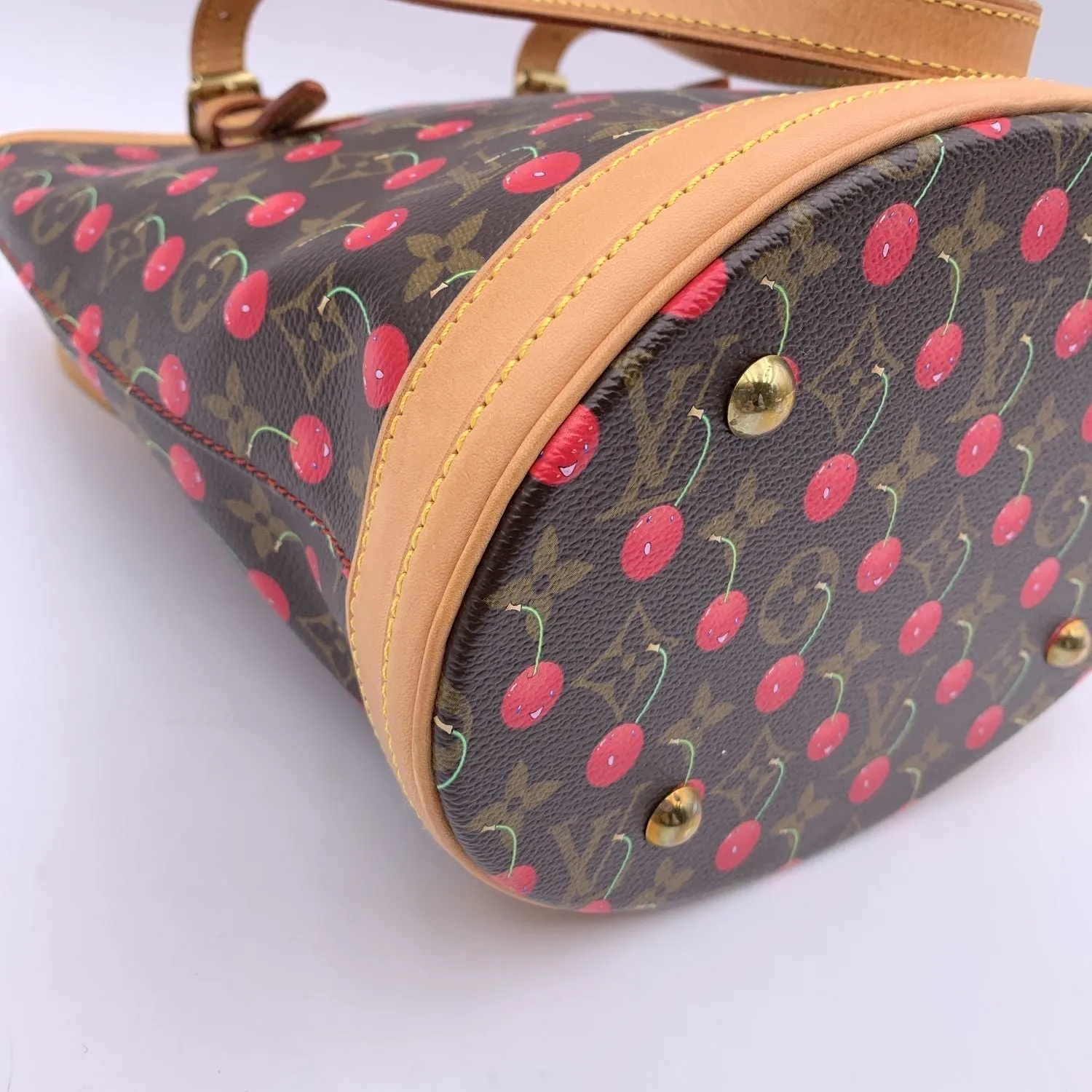Trendy Inspired Louis Vuitton Limited Edition Monogram Cerises Murakami Bucket Bag