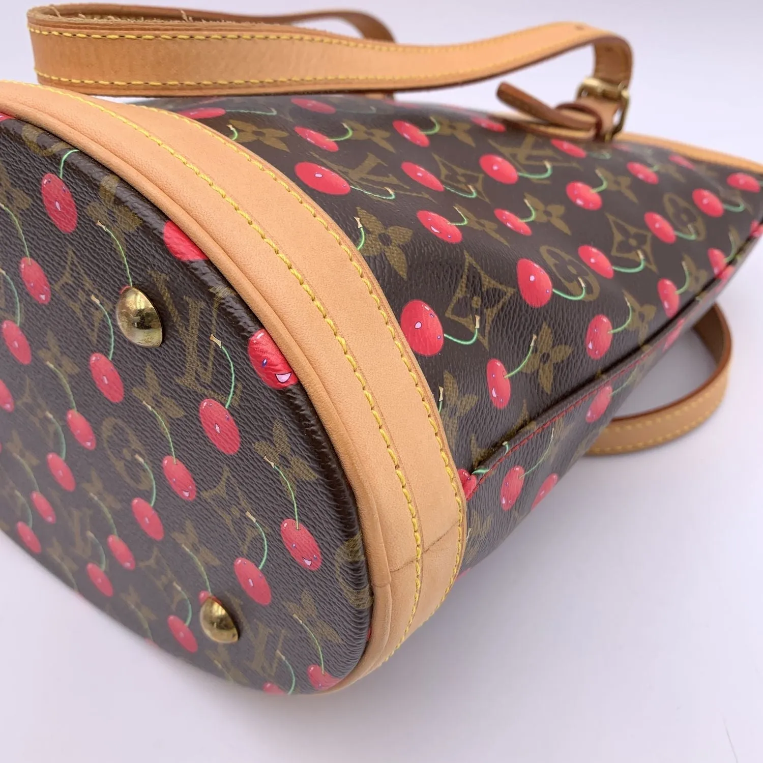 Trendy Inspired Louis Vuitton Limited Edition Monogram Cerises Murakami Bucket Bag