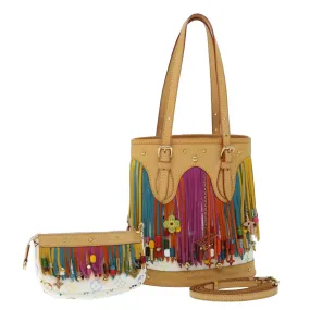 Trendy Inspired Louis Vuitton Monogram Multicolor Bucket Fringe Bag White M40109 Lv Auth 51257a