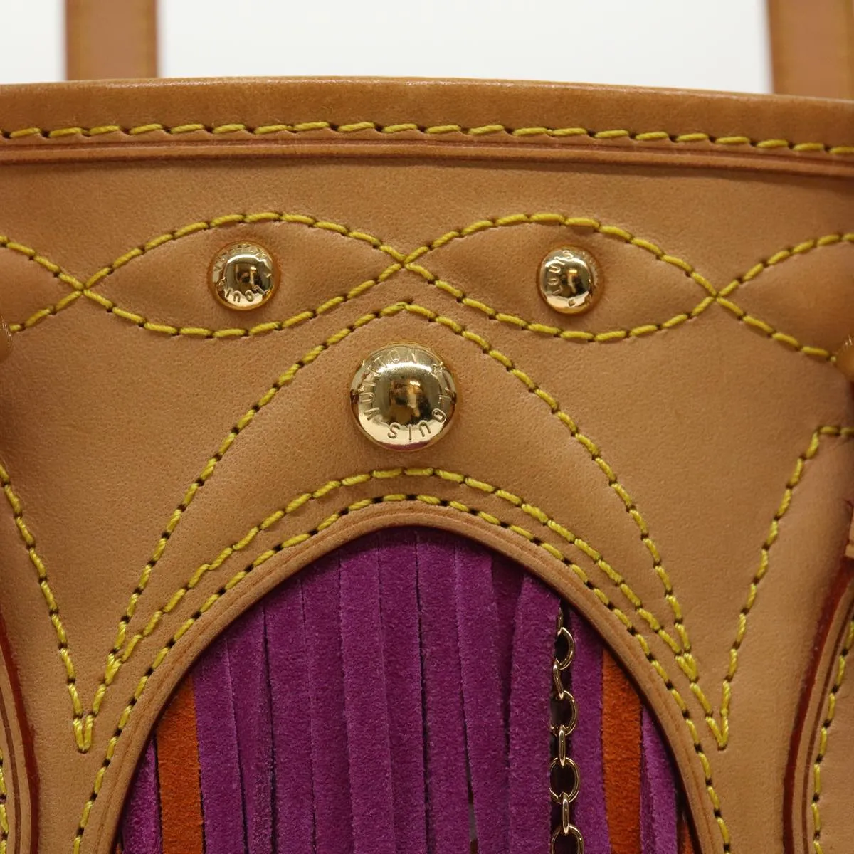Trendy Inspired Louis Vuitton Monogram Multicolor Bucket Fringe Bag White M40109 Lv Auth 51257a