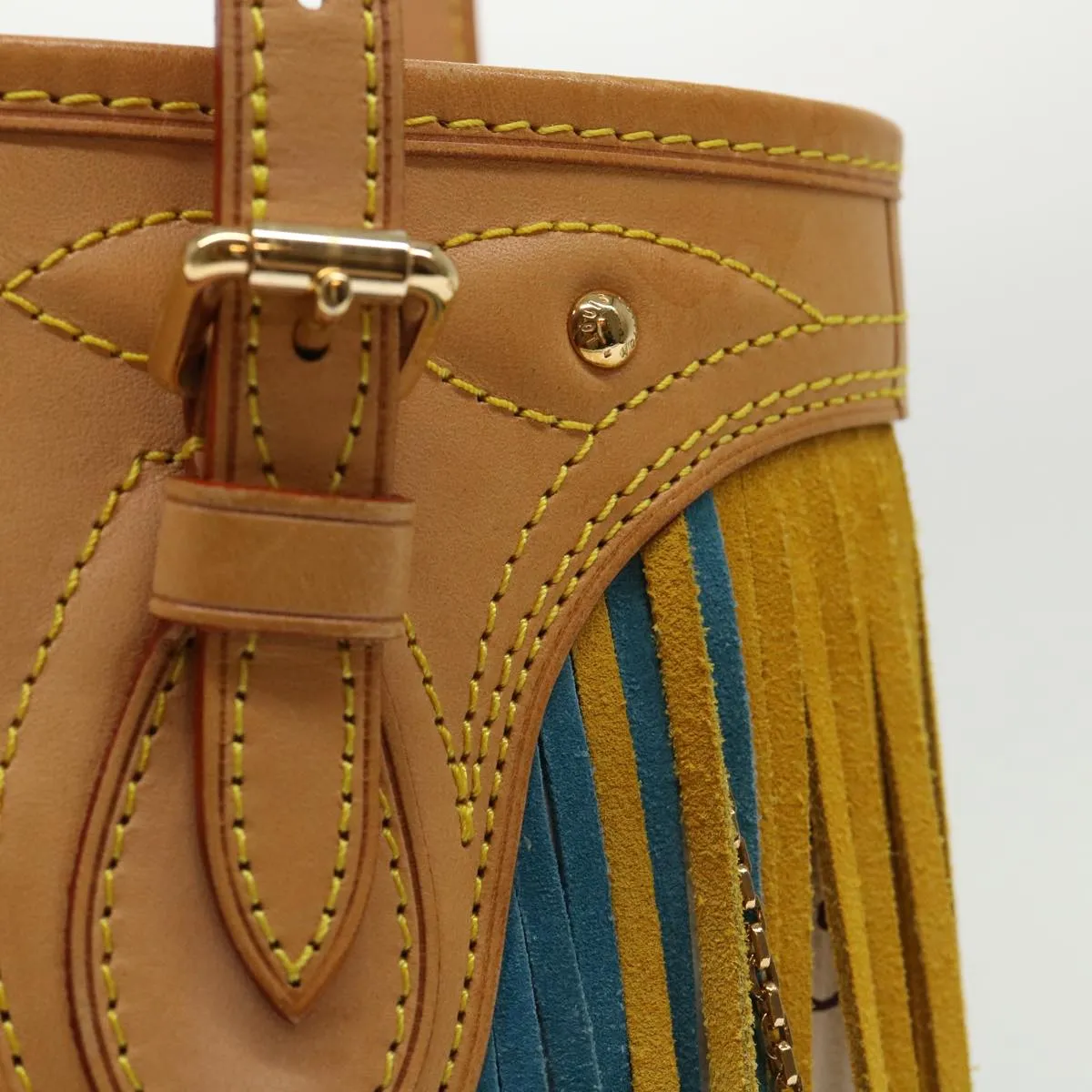 Trendy Inspired Louis Vuitton Monogram Multicolor Bucket Fringe Bag White M40109 Lv Auth 51257a