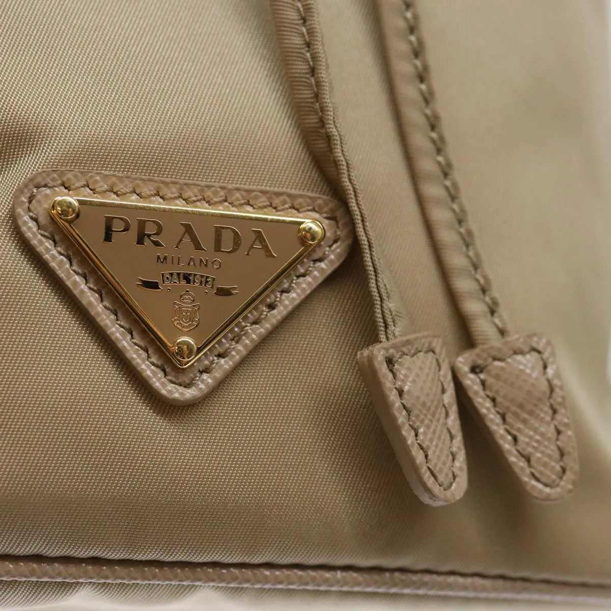 Trendy Inspired Prada Shoulder Bag Nylon 2way Beige Auth 71637a