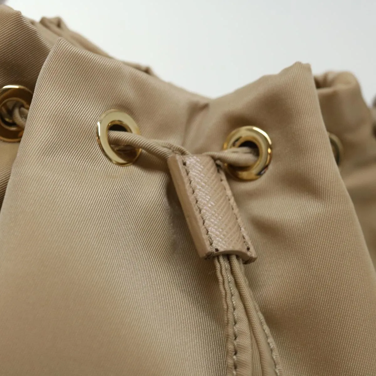 Trendy Inspired Prada Shoulder Bag Nylon 2way Beige Auth 71637a