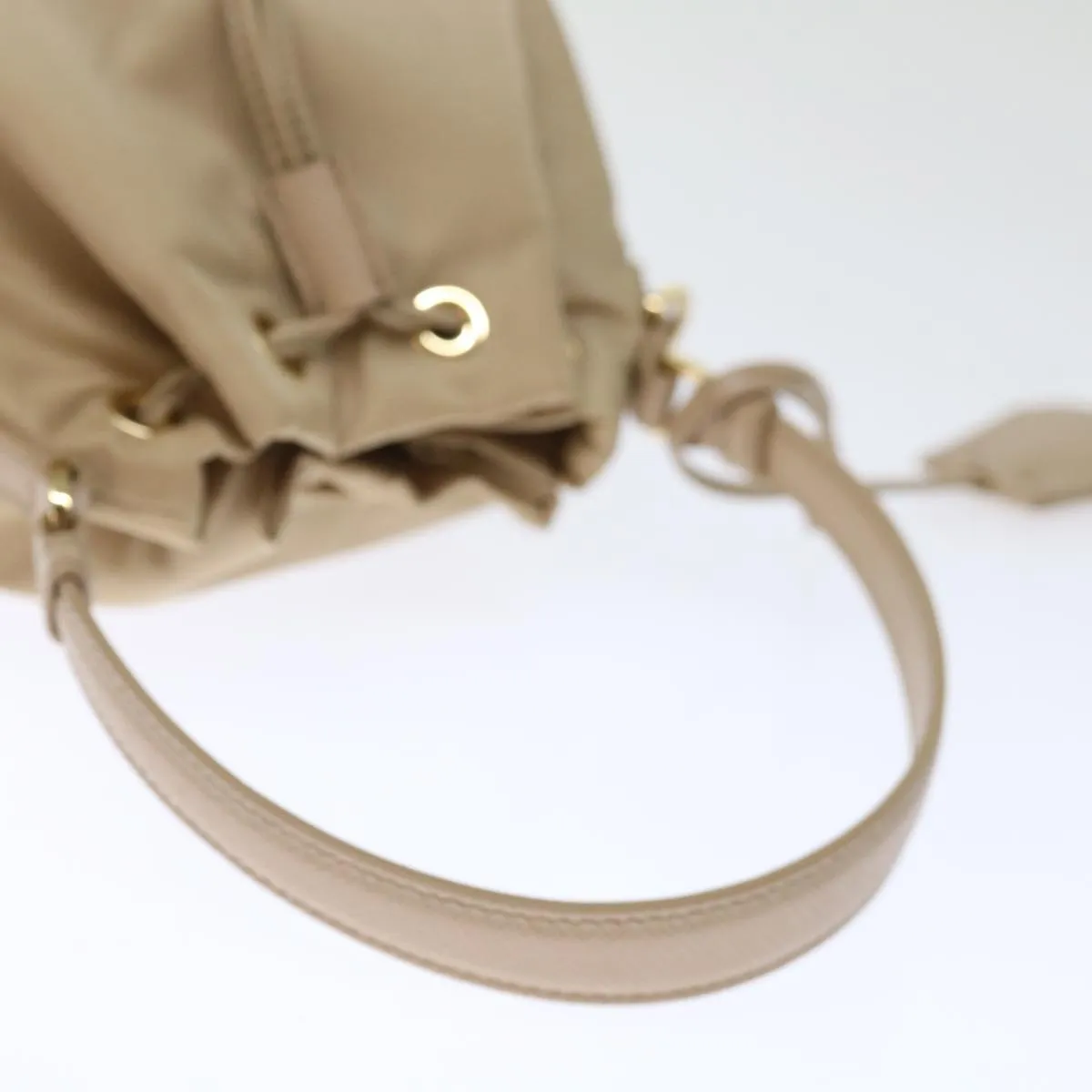 Trendy Inspired Prada Shoulder Bag Nylon 2way Beige Auth 71637a