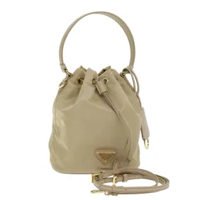Trendy Inspired Prada Shoulder Bag Nylon 2way Beige Auth 71637a