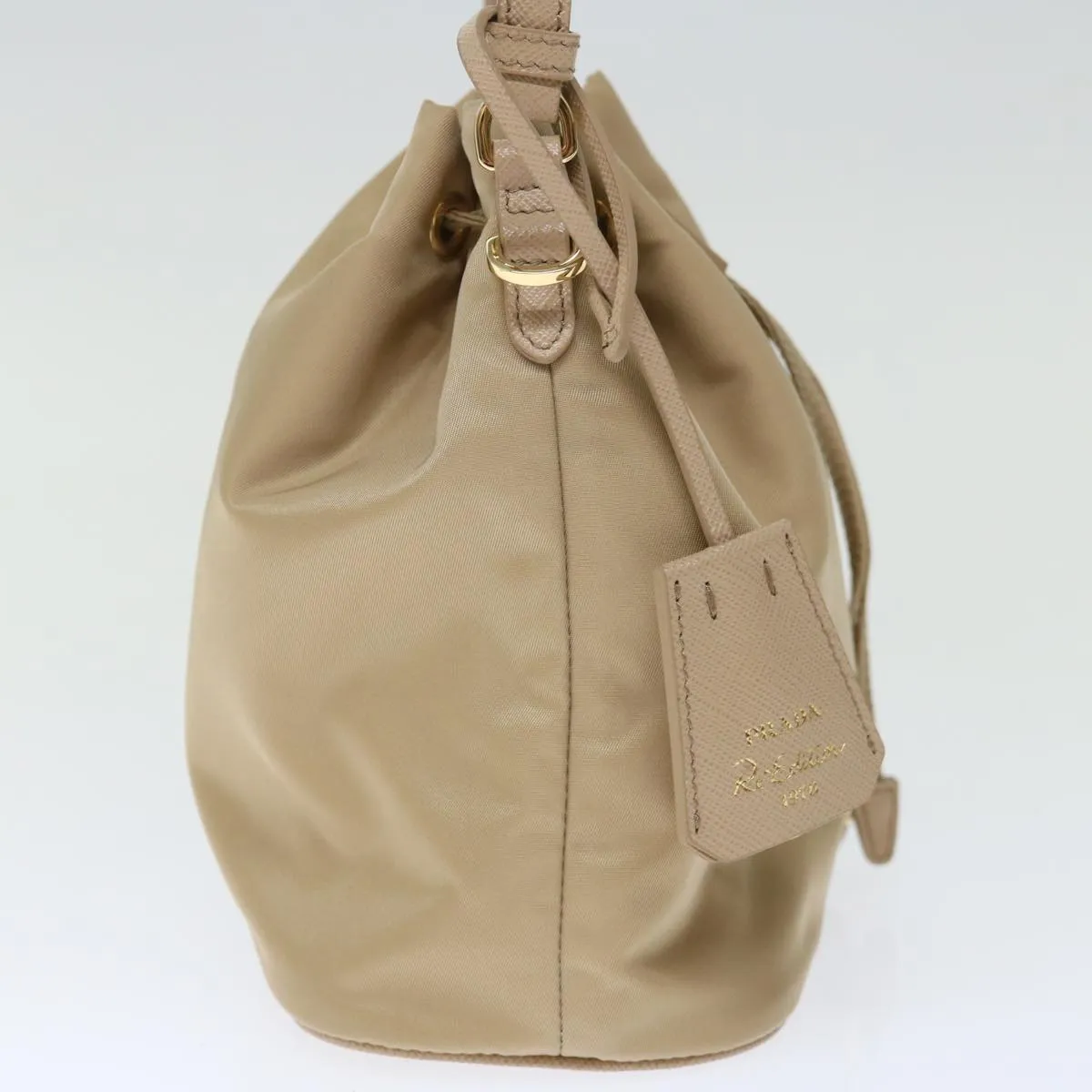 Trendy Inspired Prada Shoulder Bag Nylon 2way Beige Auth 71637a