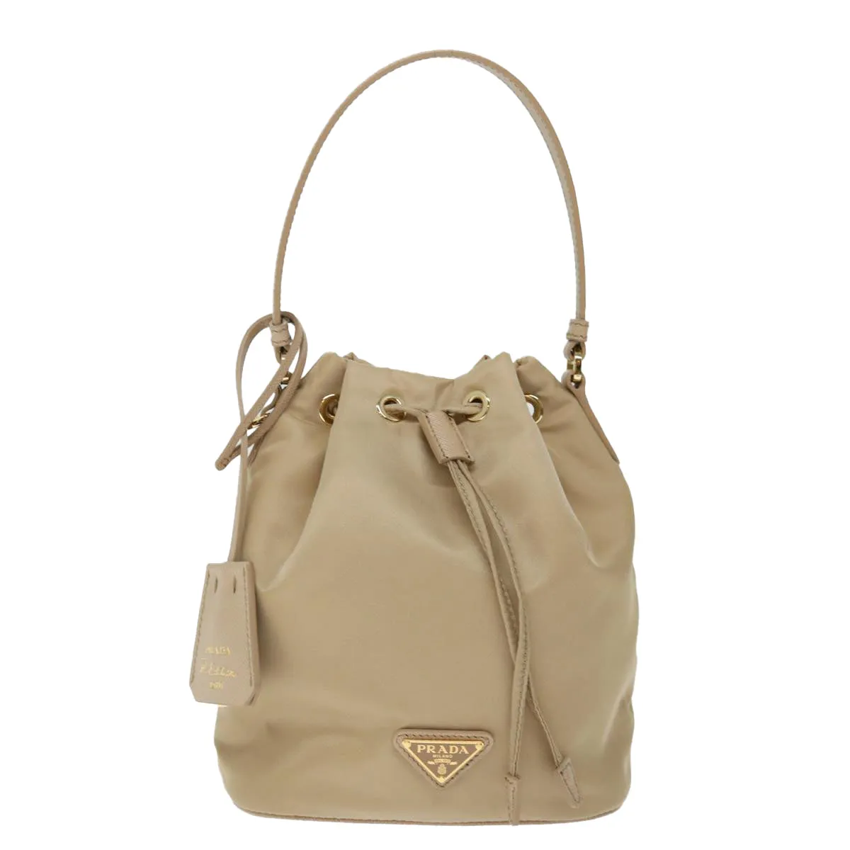 Trendy Inspired Prada Shoulder Bag Nylon 2way Beige Auth 71637a