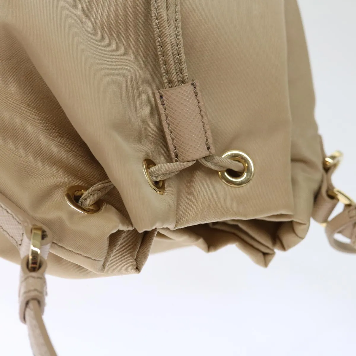 Trendy Inspired Prada Shoulder Bag Nylon 2way Beige Auth 71637a