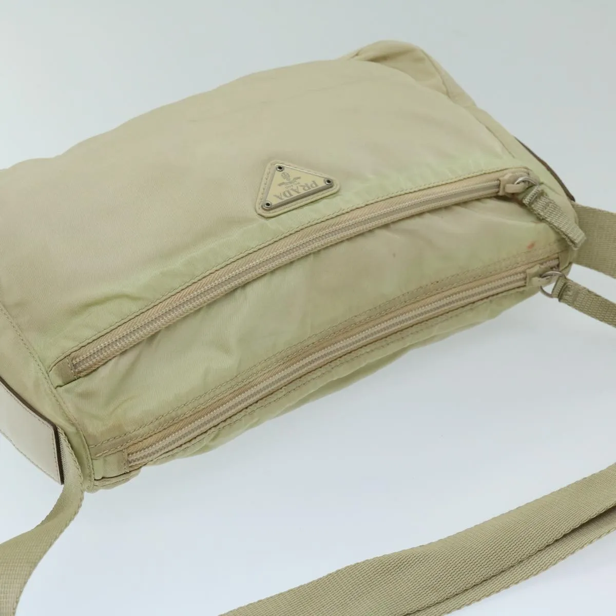 Trendy Inspired Prada Shoulder Bag Nylon Beige Auth 69153