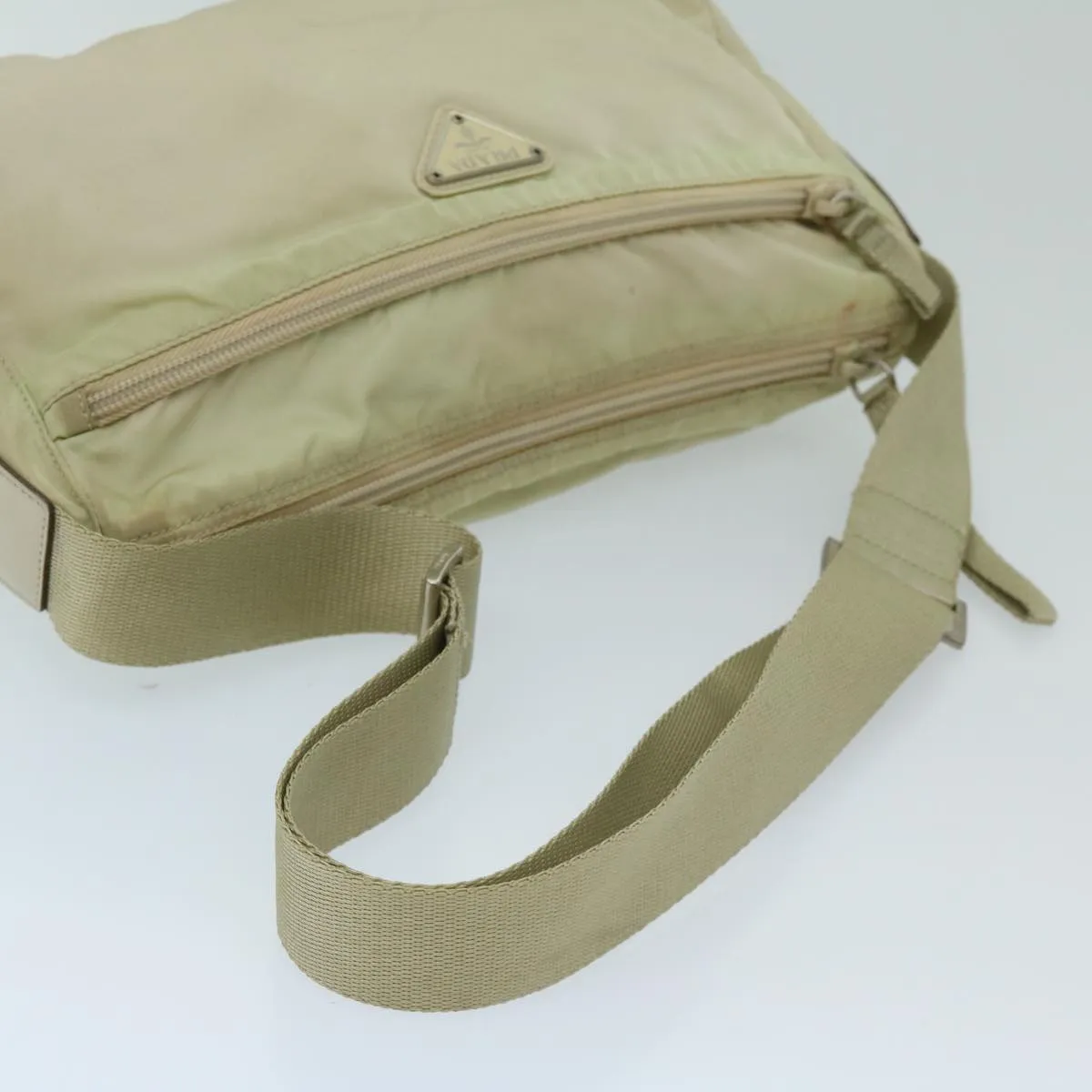 Trendy Inspired Prada Shoulder Bag Nylon Beige Auth 69153