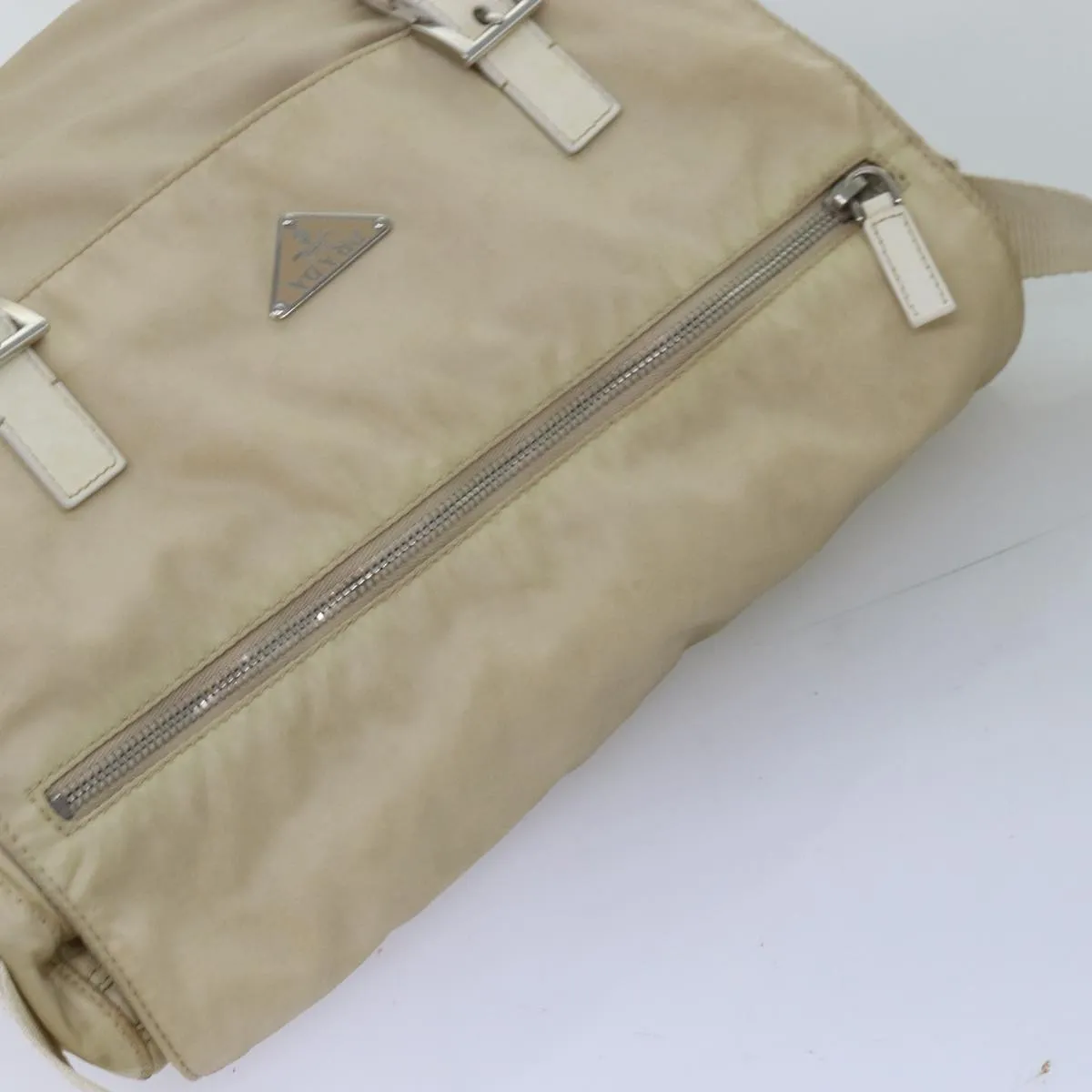 Trendy Inspired Prada Shoulder Bag Nylon Beige Auth 74401