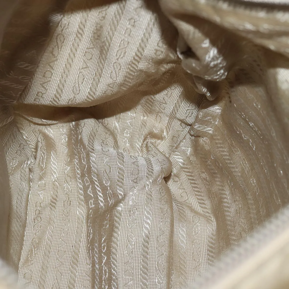 Trendy Inspired Prada Shoulder Bag Nylon Beige Auth 74401