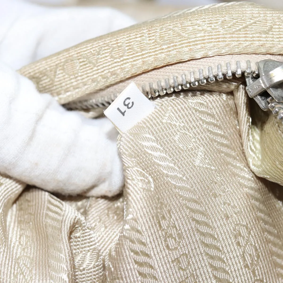 Trendy Inspired Prada Shoulder Bag Nylon Beige Auth 74401