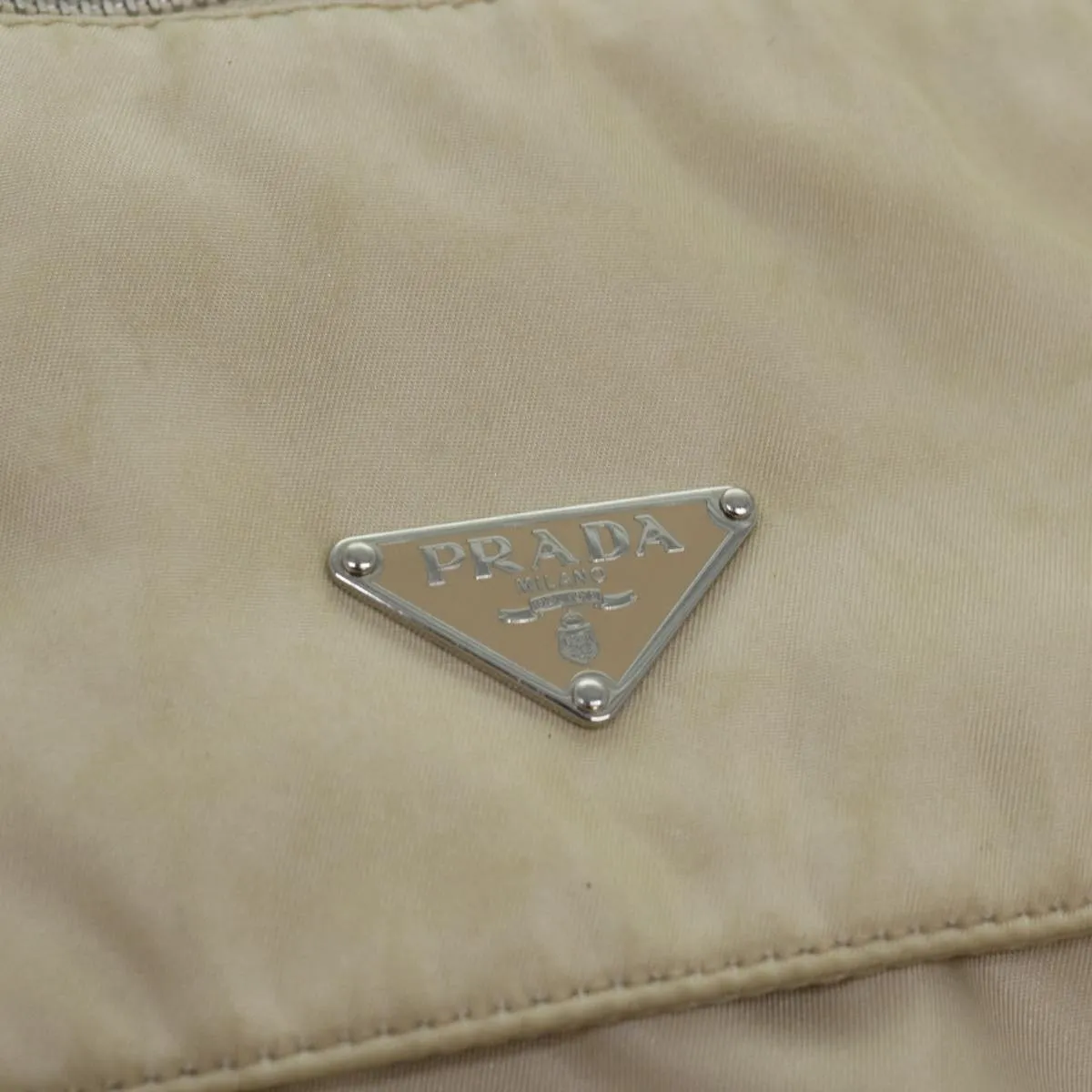 Trendy Inspired Prada Shoulder Bag Nylon Beige Auth 74401
