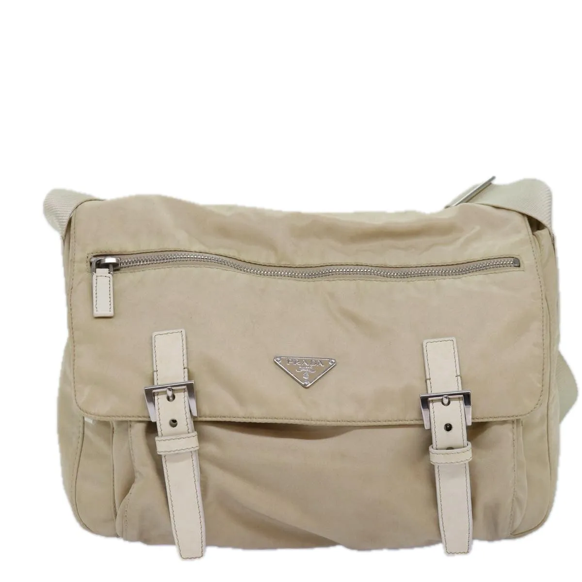 Trendy Inspired Prada Shoulder Bag Nylon Beige Auth 74401