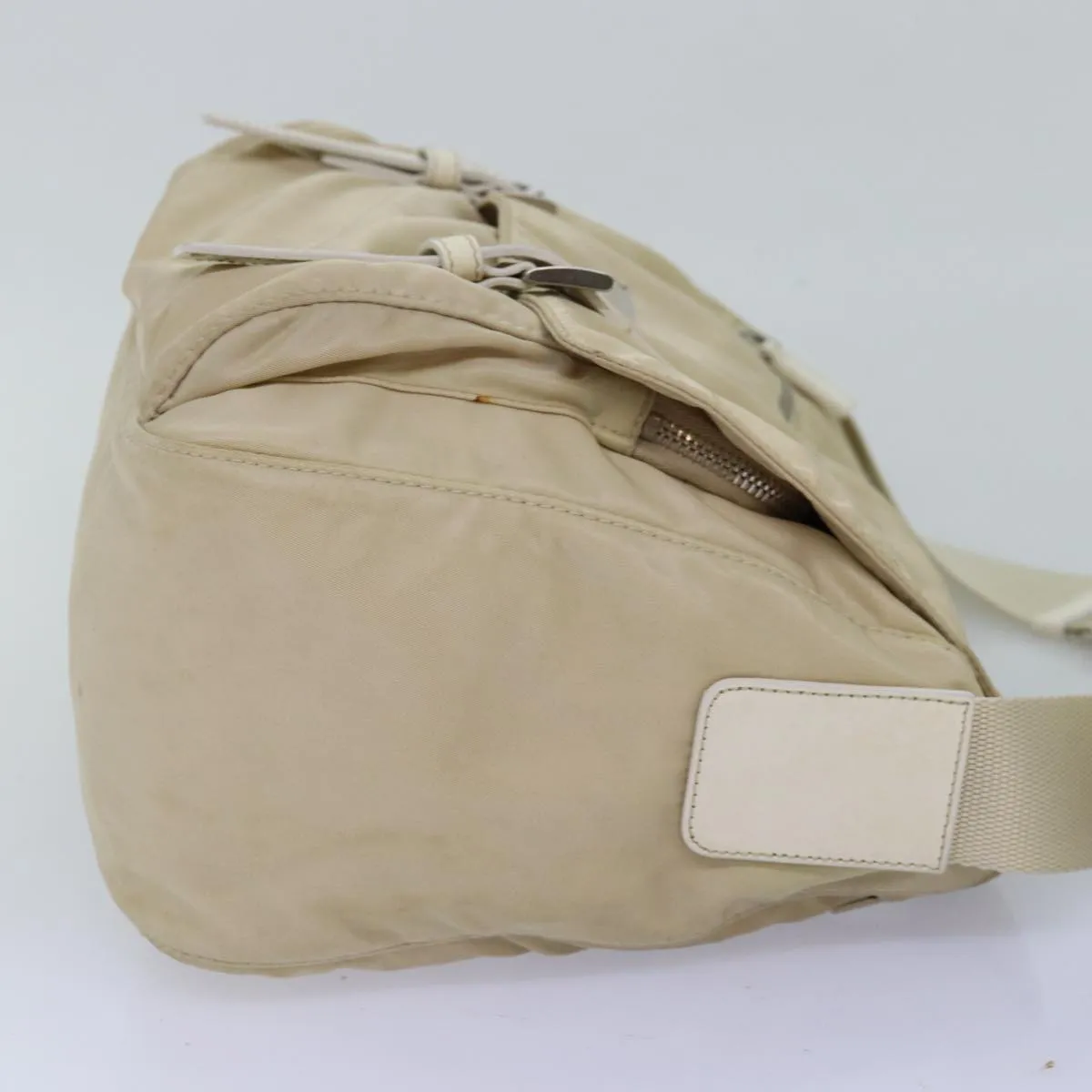 Trendy Inspired Prada Shoulder Bag Nylon Beige Auth 74401