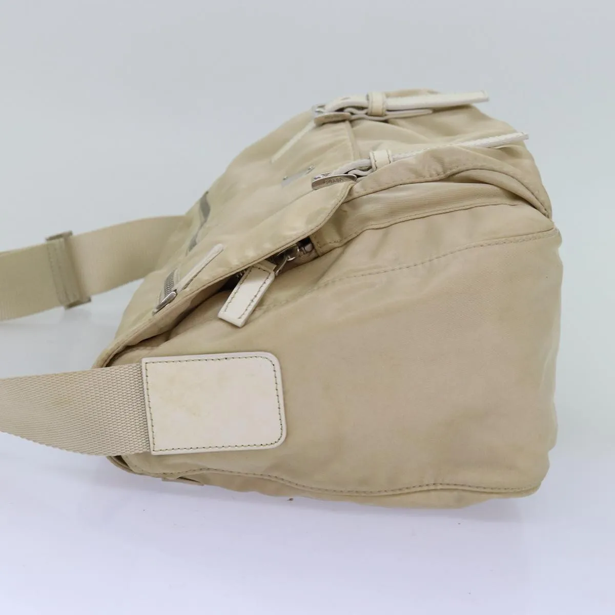 Trendy Inspired Prada Shoulder Bag Nylon Beige Auth 74401